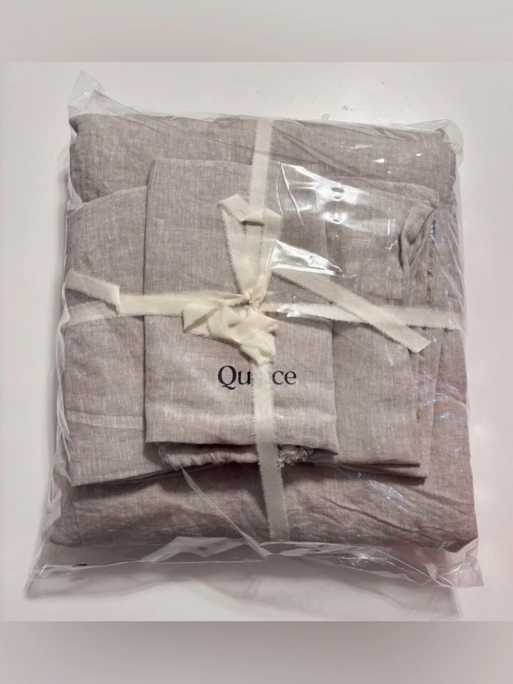 Quince European Linen Duvet Set King/Cal King Natural Chambray 3-Piece Set NWOT